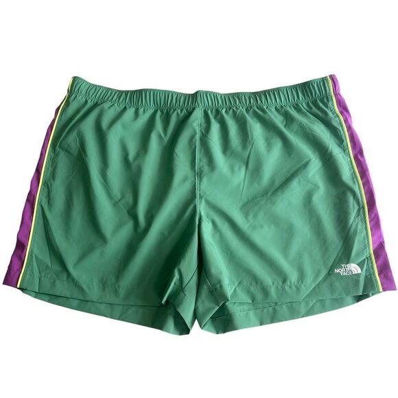 NWT!  THE NORTH FACE Circular Design Green/Purple Running Shorts Gym Hike Sz XXL - Picture 1 of 14